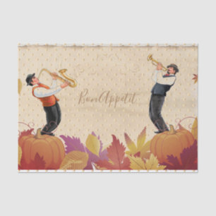 Papier Mousseline Thanksgiving Jazz Fall Maple Feuilles BON APPÉTIT