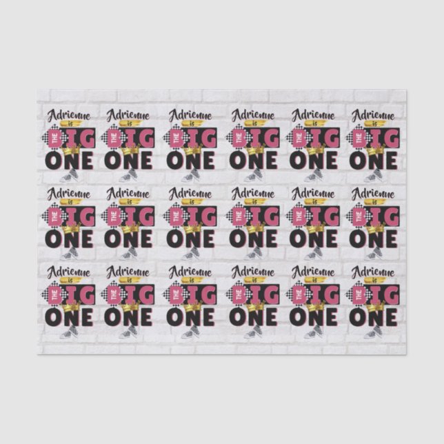 Papier Mousseline The Big One| PINK Retro Hip hop 1er anniversaire E (Recto)