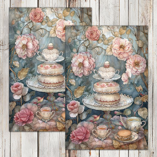 PAPIER MOUSSELINE THÉ DANS LE JARDIN ROSE DÉCOUPAGE TISSUE PAPIER