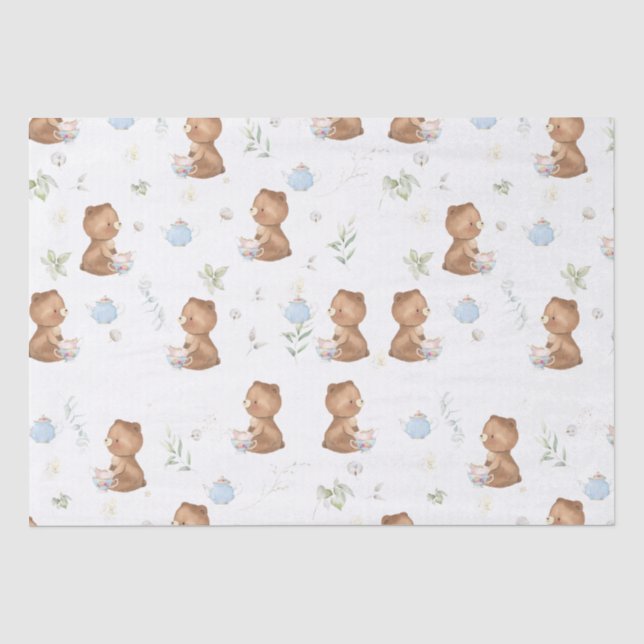 Papier Mousseline Thé de thé Nounours mignon pour deux découpage (Recto)