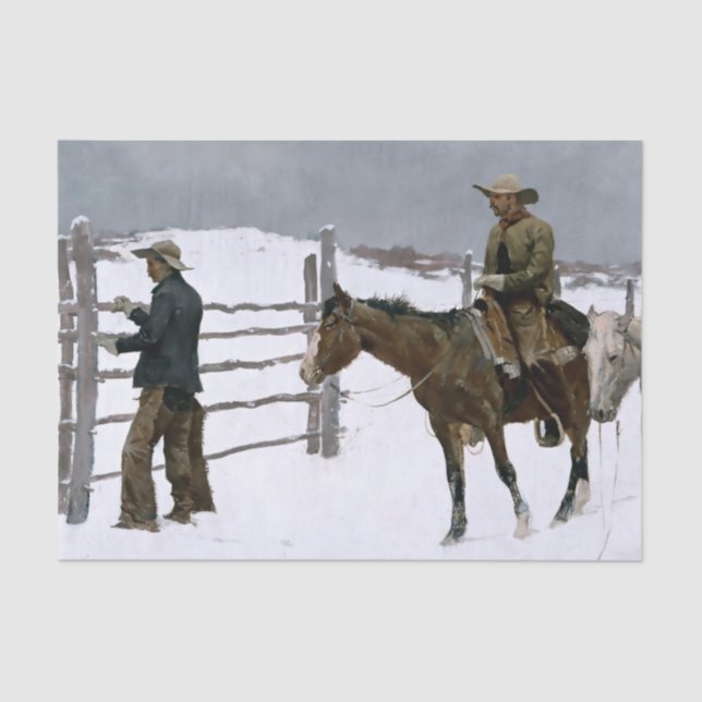 Papier Mousseline ”The Fall of the Cowboy” by Frederic Remington (Recto)