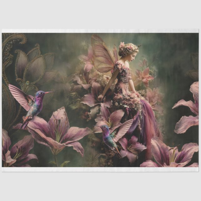 Papier Mousseline The Lily Fairy Tale Fantasy Hummingbird Floral (Recto)