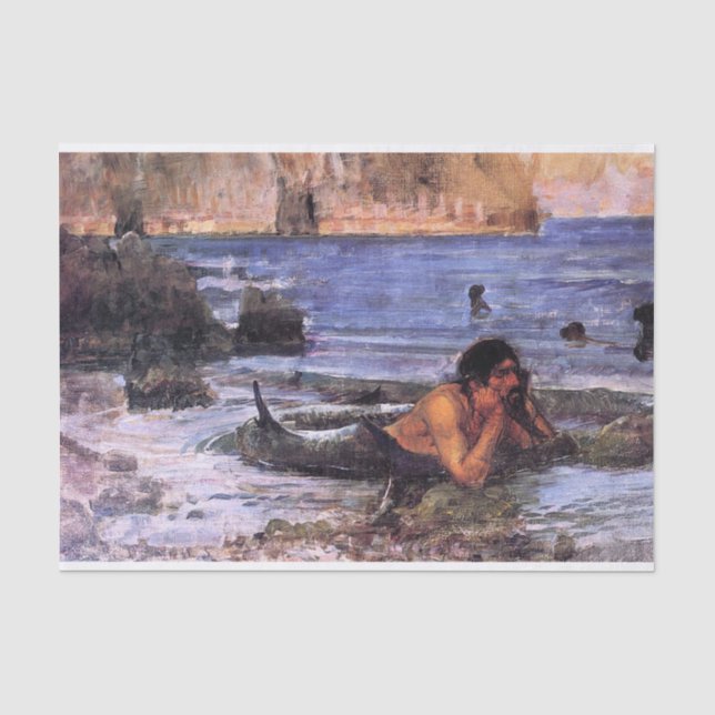 Papier Mousseline The Merman, par John William Waterhouse - vers 189 (Recto)