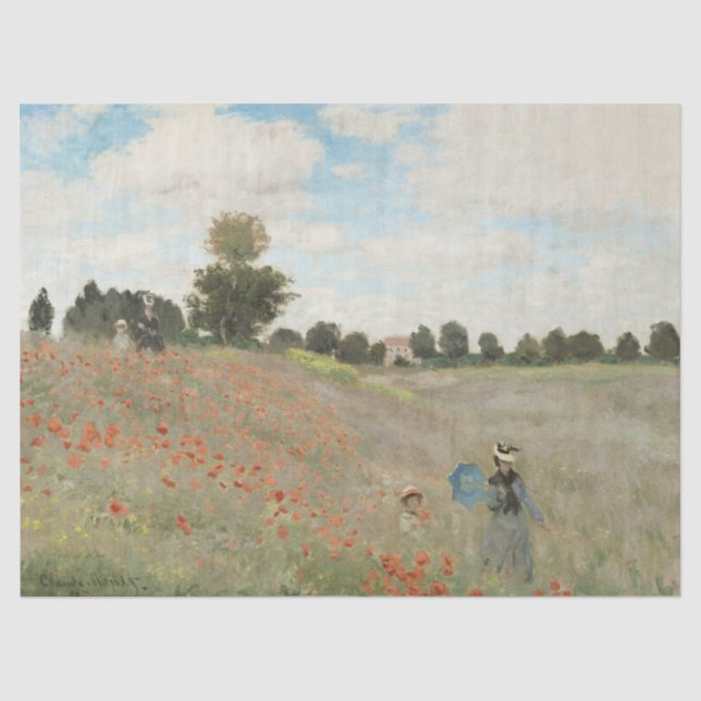 Papier Mousseline The Poppy Field near Argenteuil by Claude Monet (Recto)