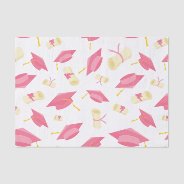 Papier Mousseline Thème de graduation rose pâle (Recto)