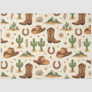 Papier Mousseline Thème de pays occidental avec cactus