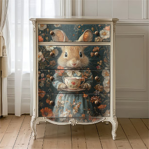 Papier Mousseline Thème floral de thé de souris Cottagecore vintage