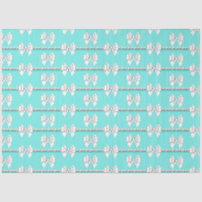 Papier Mousseline Thème Formel Perles de Tiffany Aqua Teal Glam (Recto)