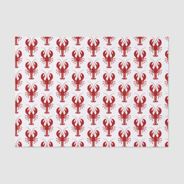Papier Mousseline Thème marin du homard rouge marine (Recto)