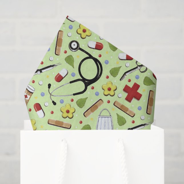 Papier Mousseline Thème Médicale (Sac cadeau)