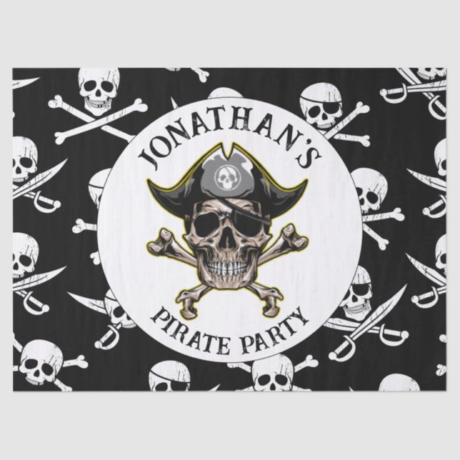 Papier Mousseline Thème pirate Parti Skull Adulte.Croix Bones (Recto)
