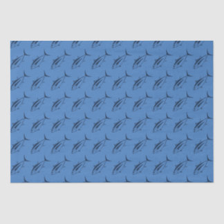 Papier Mousseline Thon d'Albacore mignonne en bleu marine sur bleu é