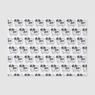 Papier Mousseline Tibétain Spaniel Parti-Couleur Noir Motif Chien Mi