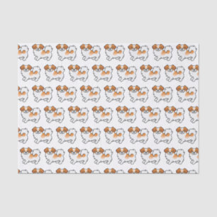 Papier Mousseline Tibétain Spaniel Parti-Couleur Rouge Motif De Chie
