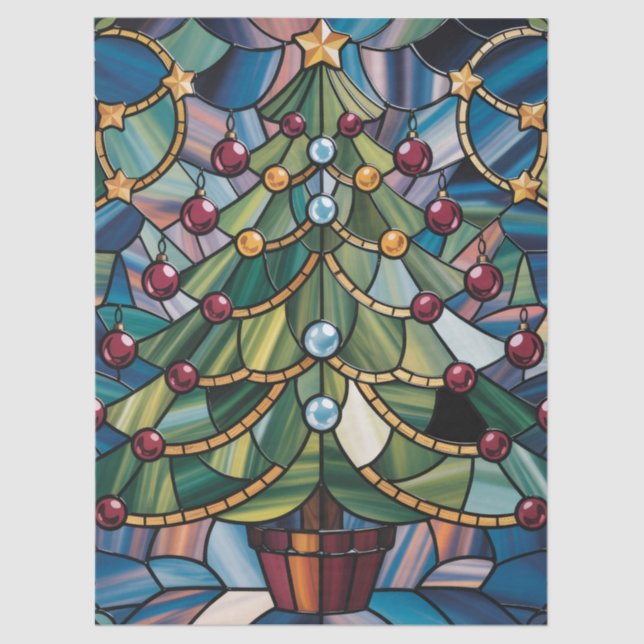 Papier Mousseline Tiffany-Style Stained Glass Christmas Tree (Recto)