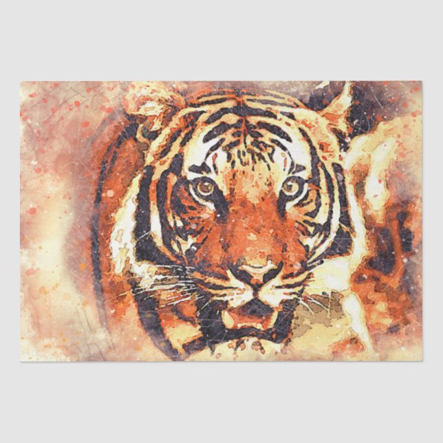 Papier Mousseline Tiger Artisan Aquarelle Découpage papier de tissus (Recto)