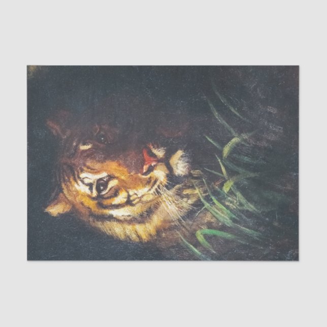 Papier Mousseline Tiger's Head peinture par Abbott Handerson Thayer (Recto)
