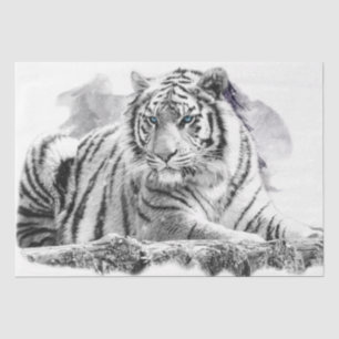Papier Mousseline Tigre Bengale Neige blanche