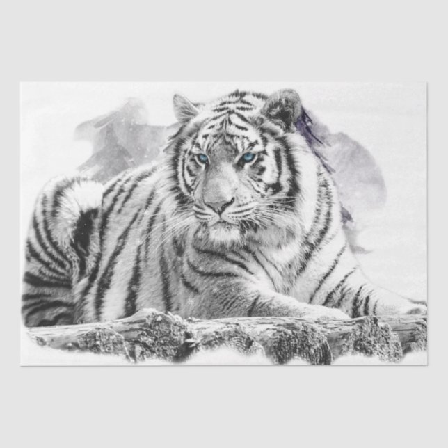 Papier Mousseline Tigre Bengale Neige blanche (Recto)