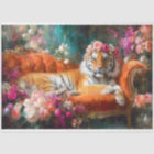 Tigre de Couronne Florale Orange Vintage Canapé Dé