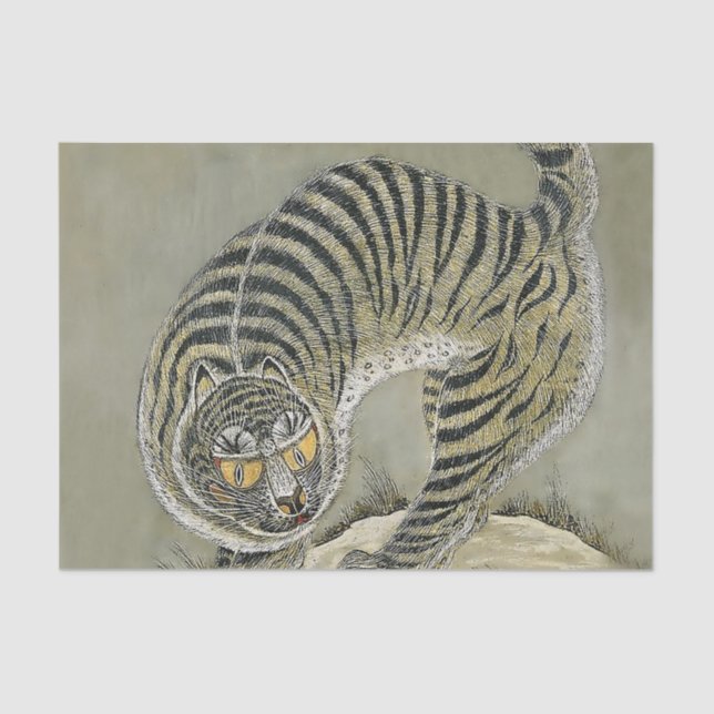 Papier Mousseline Tigre gris antique Minhwa (Recto)