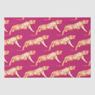 Papier Mousseline Tigre orange vif et rose moderne