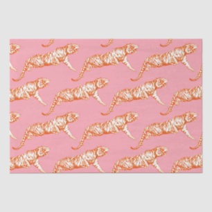 Papier Mousseline Tigre orange vif et rose moderne