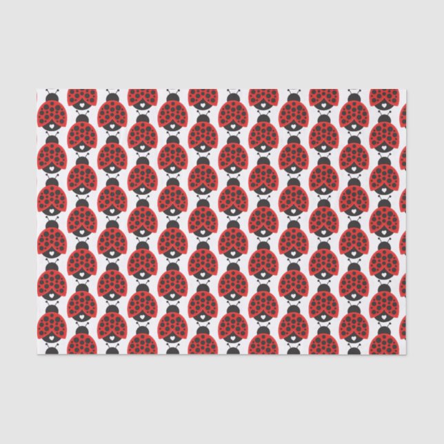 Papier Mousseline Tiled Petite coccinelle filles tissu de fête (Recto)