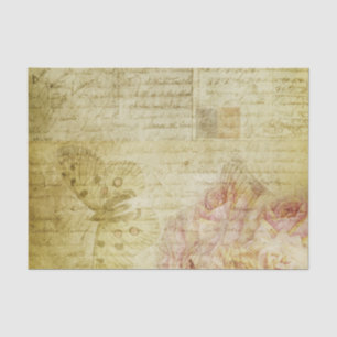 Papier Mousseline Timbre à papillon Floral Vintage Antique détenue