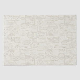 Papier Mousseline Timbre de passeport de voyage Motif beige Tissu Pa