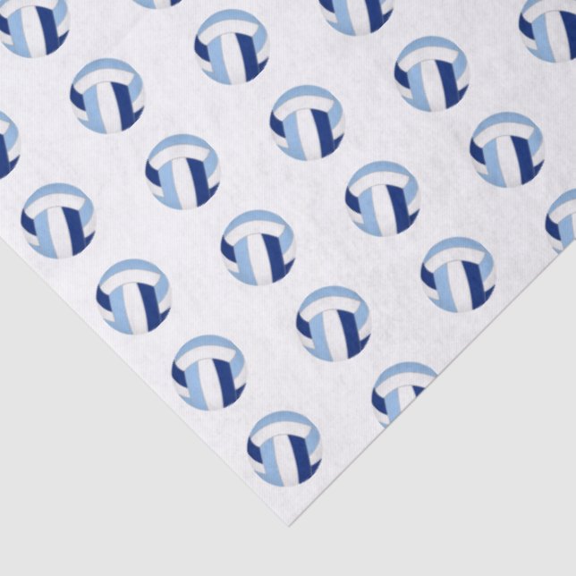 Papier Mousseline tiny blue white volleyballs pattern (Détail)