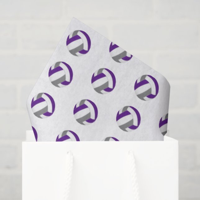 Papier Mousseline tiny purple gray volleyballs pattern (Sac cadeau)