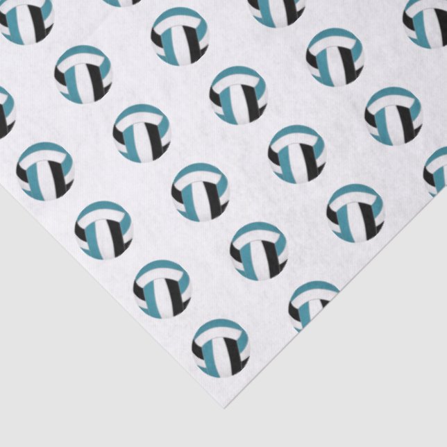 Papier Mousseline tiny teal black volleyballs pattern (Détail)