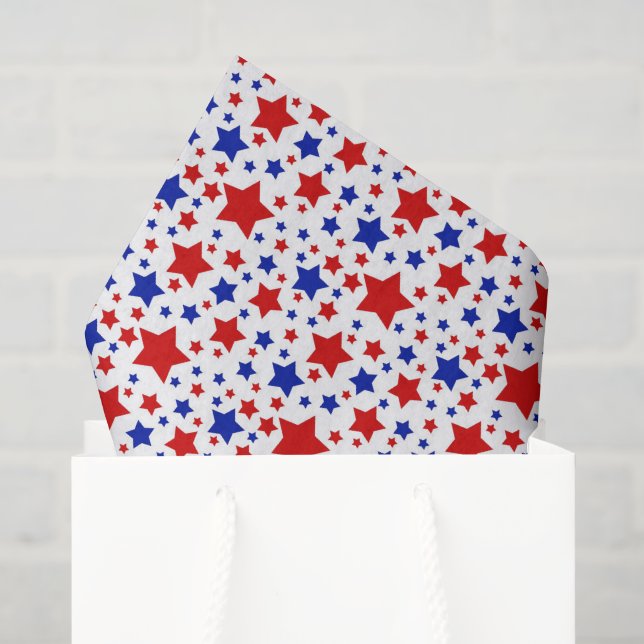 Papier Mousseline Tissu à motif d'étoiles patriotiques rouge blanc b (Sac cadeau)