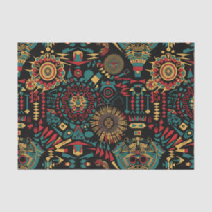 Papier Mousseline Tissu Cyan luxueux "Motifs inspirés par le patrimo