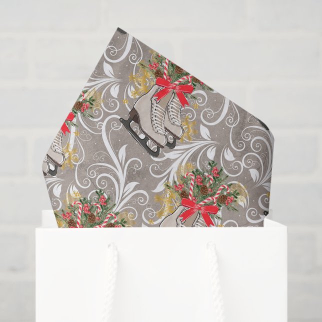 Papier Mousseline Tissu d'aquarelle de Noël (Sac cadeau)