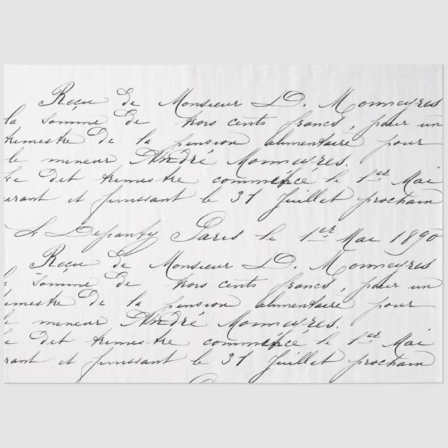 Papier Mousseline Tissu de découpage d'amour de script (Recto)