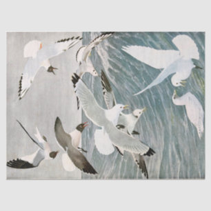 Papier Mousseline Tissu de découpage de plage d'oiseaux marins vinta
