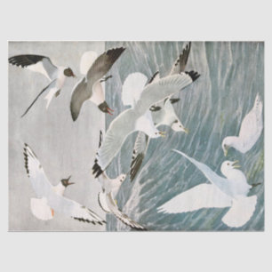 Papier Mousseline Tissu de découpage de plage d'oiseaux marins vinta
