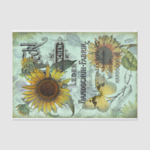 Papier Mousseline Tissu de découpage de tournesol et papillon vintag
