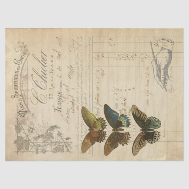 Papier Mousseline Tissu de Decoupage d'éphémères (Recto)