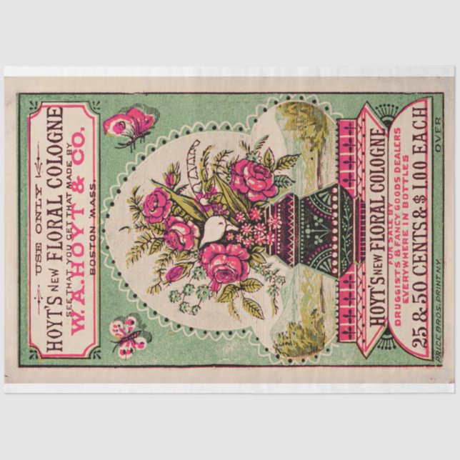 Papier Mousseline Tissu de découpage Ephémère de parfum vintage (Recto)