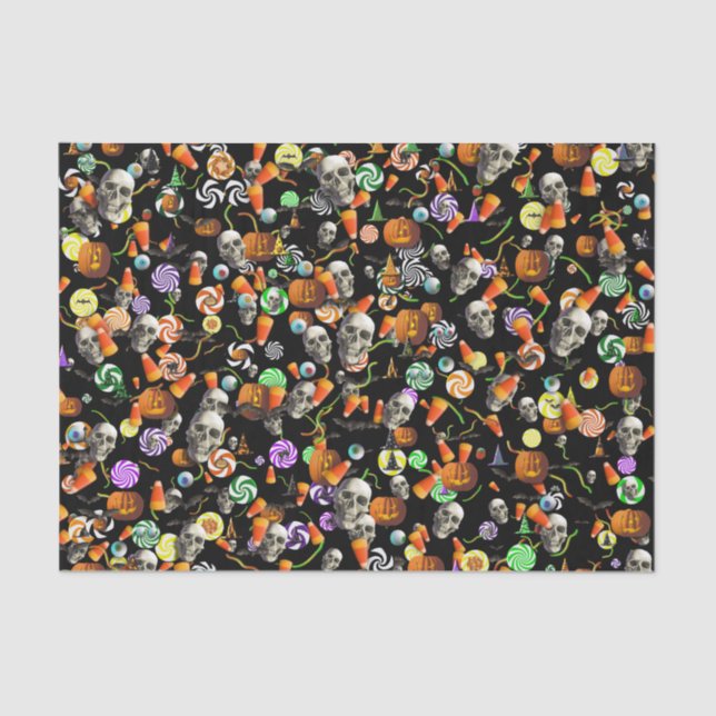 Papier Mousseline Tissu de recouvrement - Confetti d'Halloween Dépla (Recto)