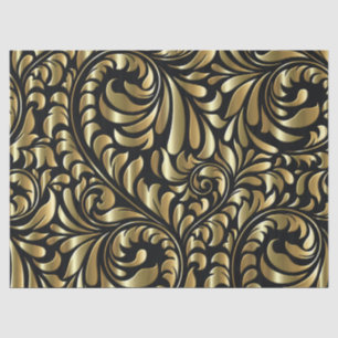 Papier Mousseline Tissu de recouvrement - Drame en noir et or