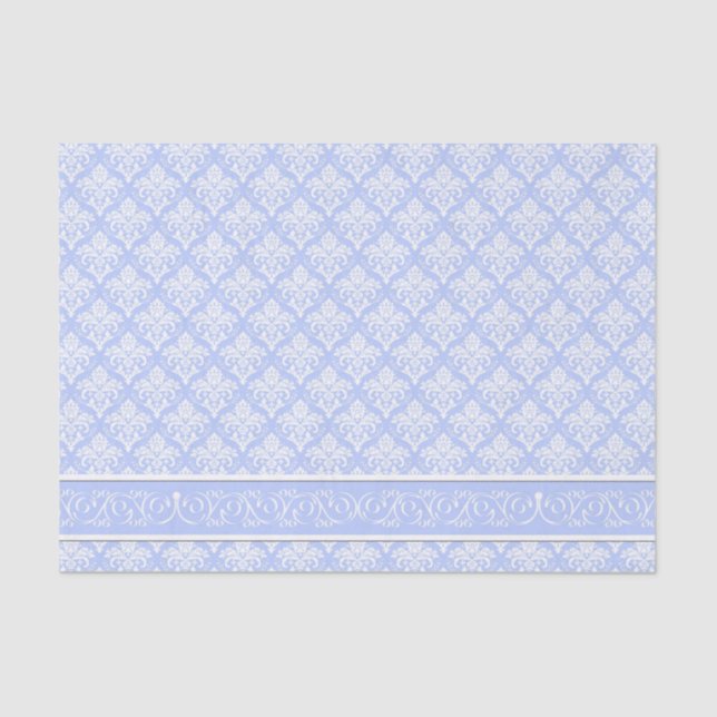 Papier Mousseline Tissu d'enrobage - Damas bleu de Wedgewood (Recto)