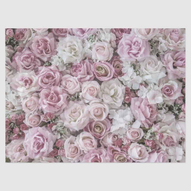 Papier Mousseline Tissu d'enveloppement - Collage Rose victorien (Recto)