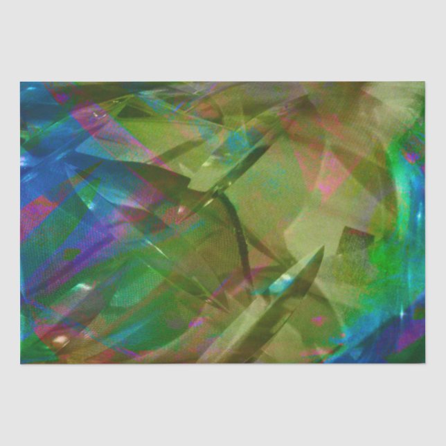 Papier Mousseline Tissu Gras bleu & vert couleurs abstraites lumineu (Recto)