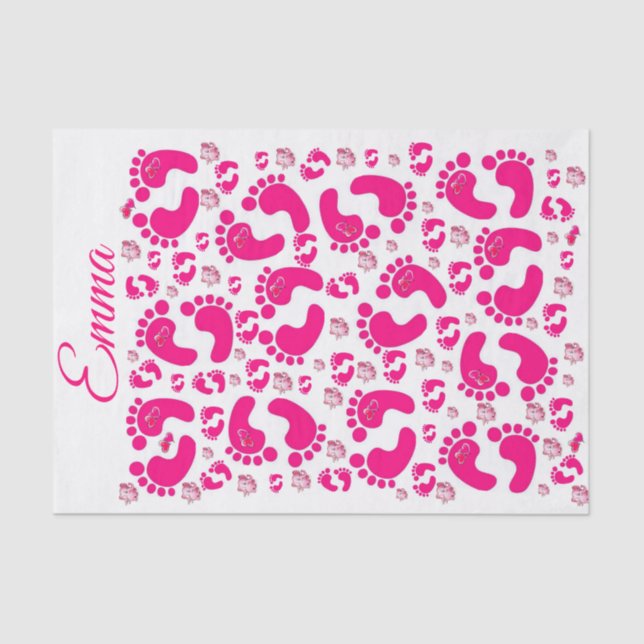 Papier Mousseline Tissu Papier Bébé Pieds Fille Eléphants (Recto)