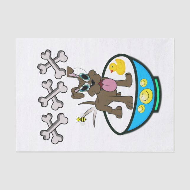 Papier Mousseline Tissu Papier Chien Canards Jaunes Temps de bain (Recto)