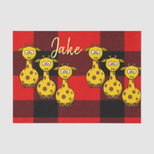 Papier Mousseline Tissu Papier Giraffe Noir Rouge Plaid
